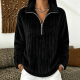 Women's Ribbed Half-Zip Fleece Pullover