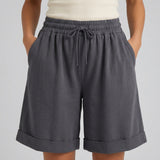 Women's Wide-Leg Elastic Waist Cotton Blend Shorts
