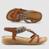 Bohemian Beaded T-Strap Sandals