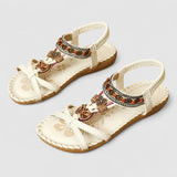 Bohemian Beaded T-Strap Sandals