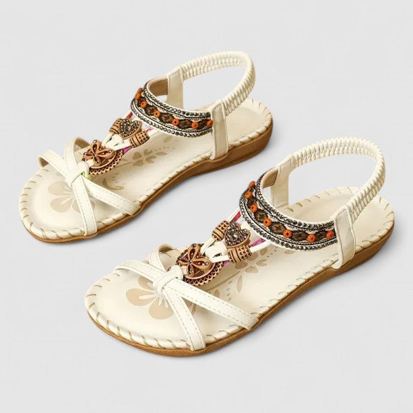 Bohemian Beaded T-Strap Sandals