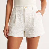 Women's High-Waist Straight-Leg Jacquard Shorts