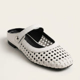 Women's Woven Instep Strap Flat Mules