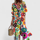 Printed Button Front Maxi Dress