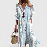 Printed Button Front Maxi Dress