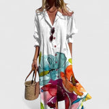 Printed Button Front Maxi Dress