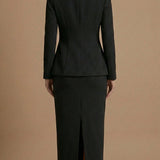 Square Neck Peplum Blazer & Pencil Skirt Set