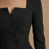 Square Neck Peplum Blazer & Pencil Skirt Set