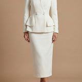 Square Neck Peplum Blazer & Pencil Skirt Set