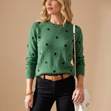 Women's Polka Dot Crew Neck Knit Sweater