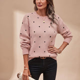 Women's Polka Dot Crew Neck Knit Sweater