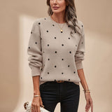 Women's Polka Dot Crew Neck Knit Sweater