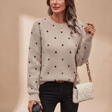 Women's Polka Dot Crew Neck Knit Sweater