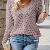 Women's V-Neck Chevron Knit Sweater