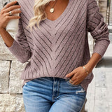 Women's V-Neck Chevron Knit Sweater