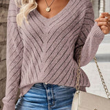 Women's V-Neck Chevron Knit Sweater