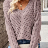 Women's V-Neck Chevron Knit Sweater