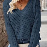 Women's V-Neck Chevron Knit Sweater
