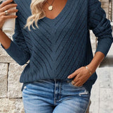 Women's V-Neck Chevron Knit Sweater