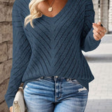 Women's V-Neck Chevron Knit Sweater