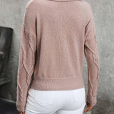 Women's Cable Knit Contrast Collar Sweater