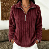Women's Ribbed Half-Zip Fleece Pullover