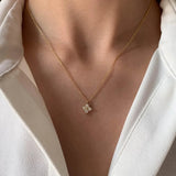 Women's Minimalist Sterling Silver Zirconia Pendant Necklace