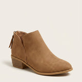 Women's Pointed Toe Low Block Heel Ankle Boots