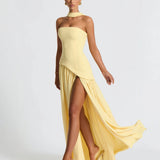 Serena | Strapless Lace-Up Slit Maxi Dress