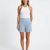Women's High-Waist Straight-Leg Shorts with Pockets