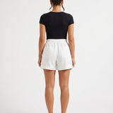 Women's Wide-Leg Elastic Waist Cotton Blend Shorts